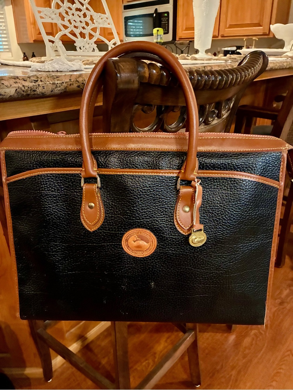 Dooney & Bourke Black and Brown Leather Briefcase